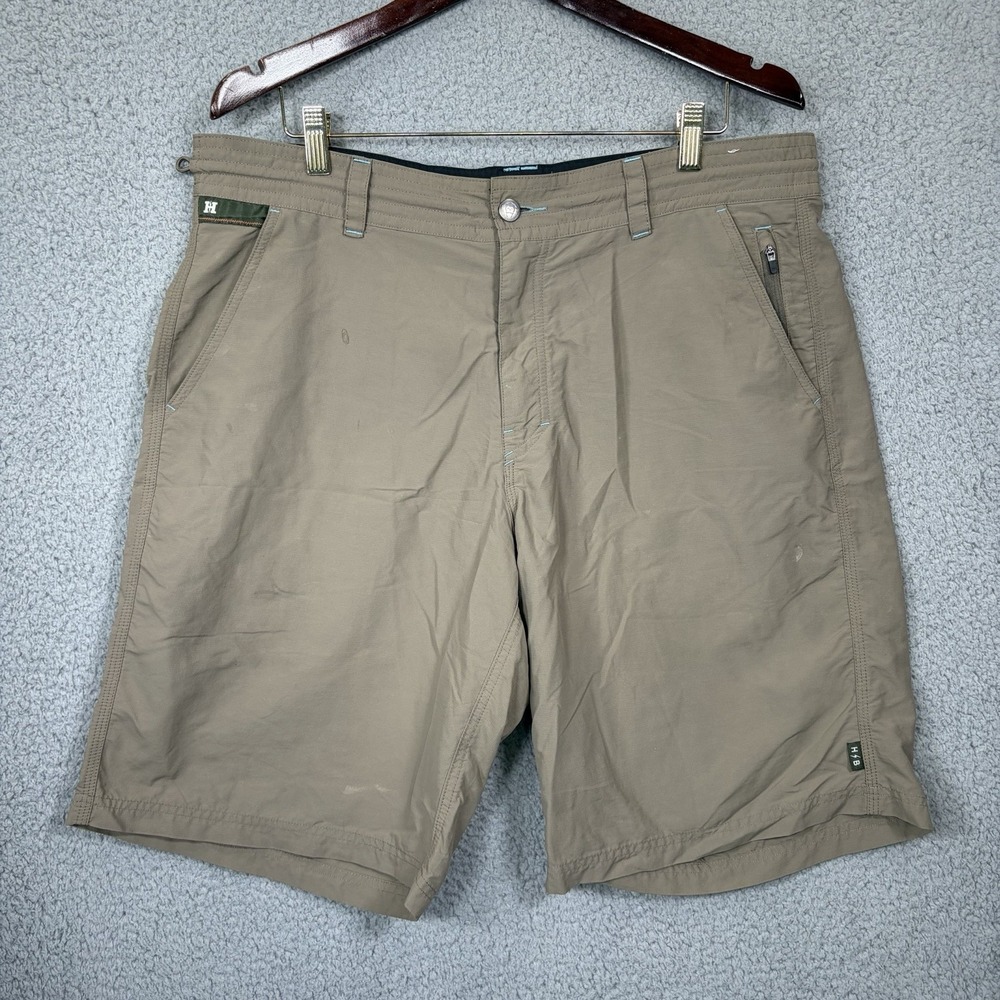 Howler Bros Horizon Hybrid Shorts Men's 36 Khaki Nylon Ripstop Outdoor Quick-Dry
